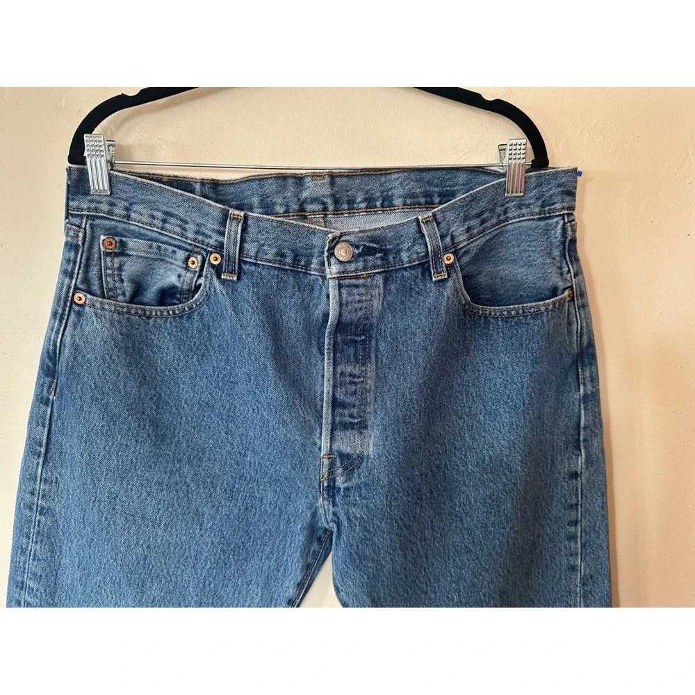 Levis 501 Original Fit Mens Blue Jeans Medium Wash Straight Leg Denim 36x32